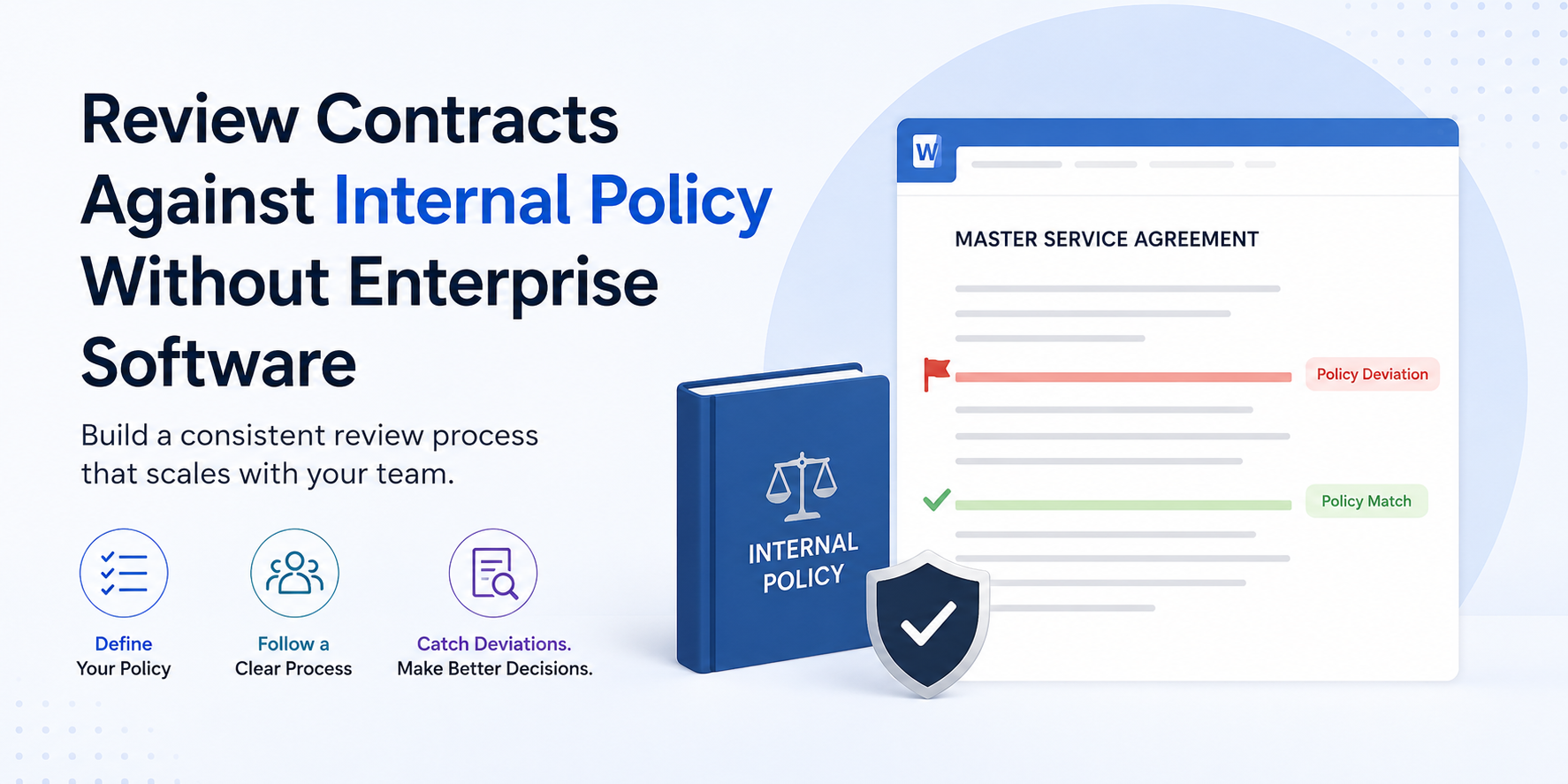 review contracts against internal policy without software